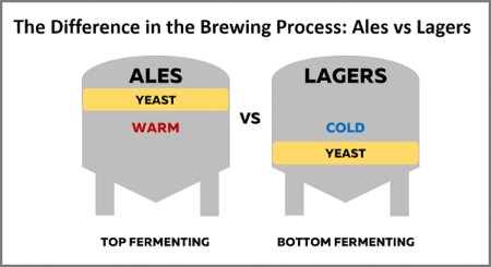 ales vs lager brewing process