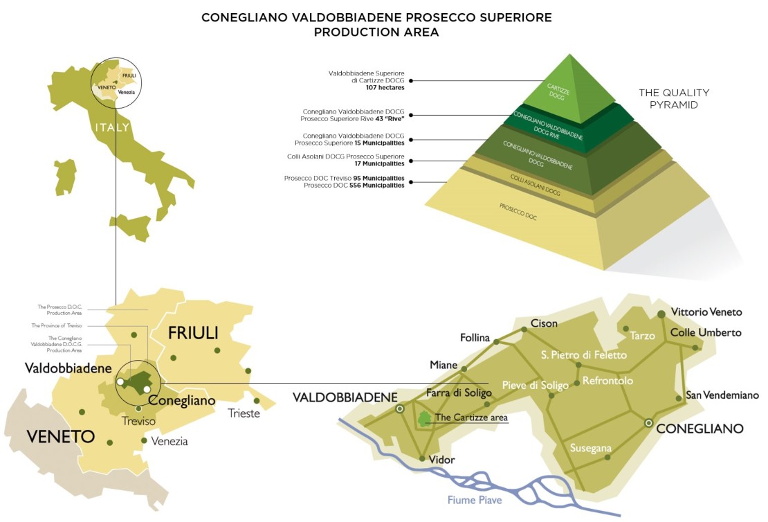 Map of Prosecco Wine Region